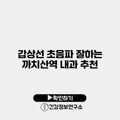 갑상선 초음파 잘하는 까치산역 내과 추천