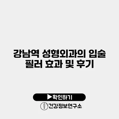 강남역 성형외과의 입술 필러 효과 및 후기