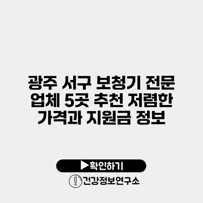 광주 서구 보청기 전문 업체 5곳 추천 저렴한 가격과 지원금 정보