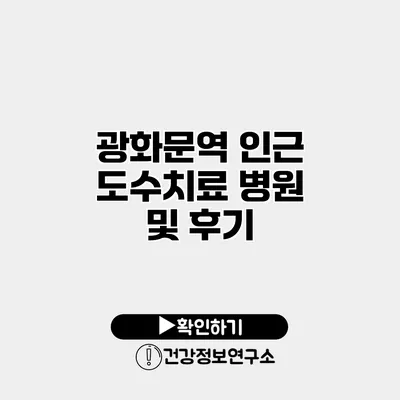 광화문역 인근 도수치료 병원 및 후기