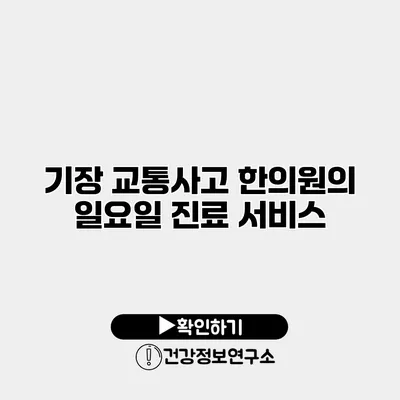 기장 교통사고 한의원의 일요일 진료 서비스