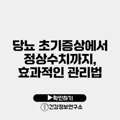 당뇨 초기증상에서 정상수치까지, 효과적인 관리법