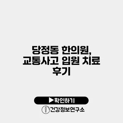 당정동 한의원, 교통사고 입원 치료 후기