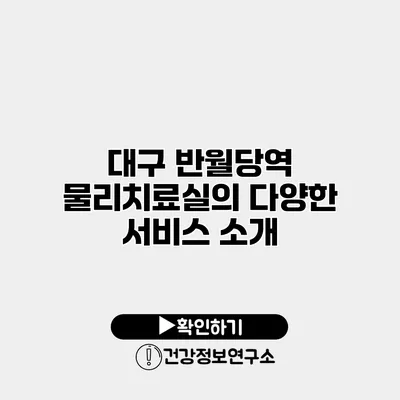 대구 반월당역 물리치료실의 다양한 서비스 소개