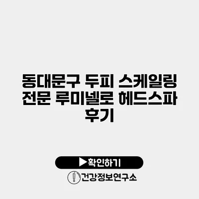 동대문구 두피 스케일링 전문 루미넬로 헤드스파 후기