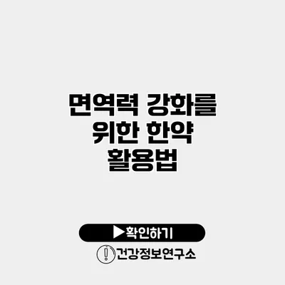 면역력 강화를 위한 한약 활용법