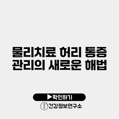 물리치료 허리 통증 관리의 새로운 해법