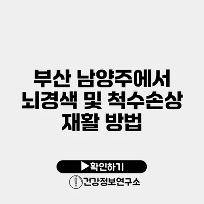 부산 남양주에서 뇌경색 및 척수손상 재활 방법