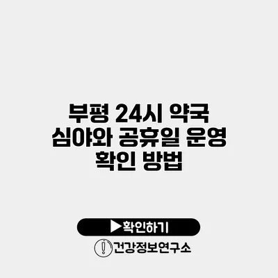 부평 24시 약국 심야와 공휴일 운영 확인 방법