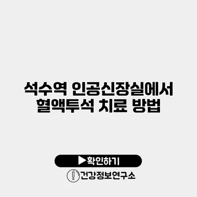 석수역 인공신장실에서 혈액투석 치료 방법
