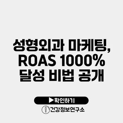 성형외과 마케팅, ROAS 1000% 달성 비법 공개