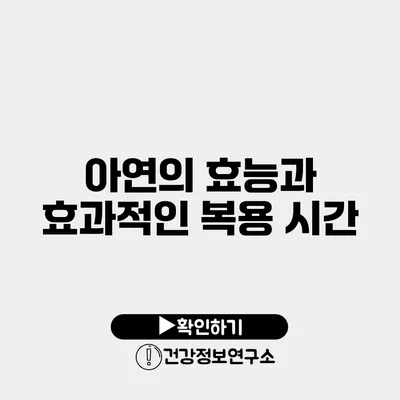 아연의 효능과 효과적인 복용 시간