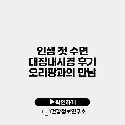 인생 첫 수면 대장내시경 후기 오라팡과의 만남