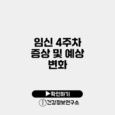 임신 4주차 증상 및 예상 변화