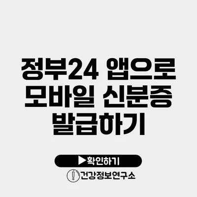 정부24 앱으로 모바일 신분증 발급하기