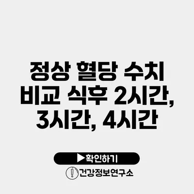 정상 혈당 수치 비교 식후 2시간, 3시간, 4시간