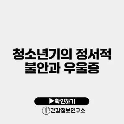 청소년기의 정서적 불안과 우울증