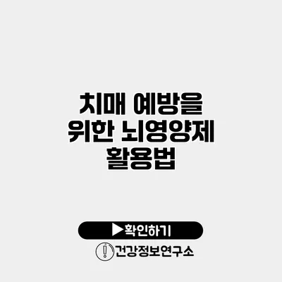 치매 예방을 위한 뇌영양제 활용법