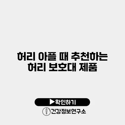 허리 아플 때 추천하는 허리 보호대 제품