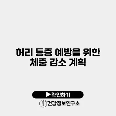 허리 통증 예방을 위한 체중 감소 계획