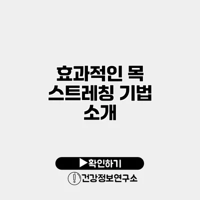 효과적인 목 스트레칭 기법 소개