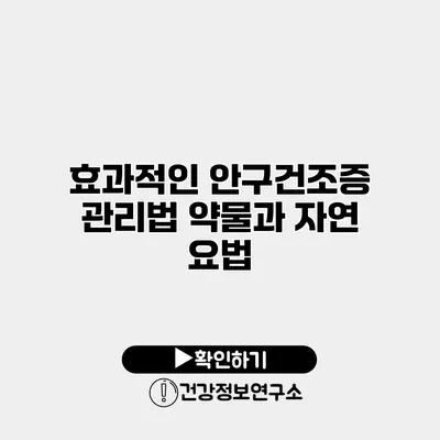 효과적인 안구건조증 관리법 약물과 자연 요법