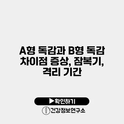 A형 독감과 B형 독감 차이점 증상, 잠복기, 격리 기간
