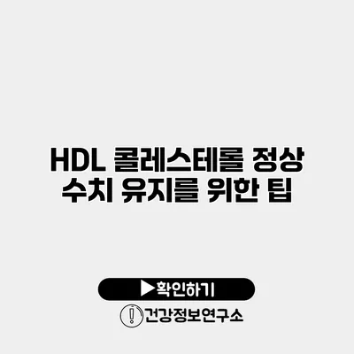 HDL 콜레스테롤 정상 수치 유지를 위한 팁