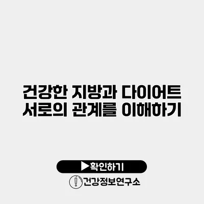 건강한 지방과 다이어트 서로의 관계를 이해하기