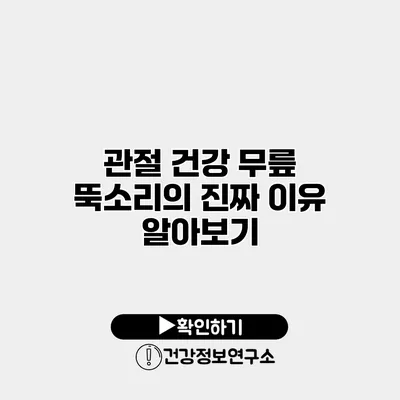 관절 건강 무릎 뚝소리의 진짜 이유 알아보기