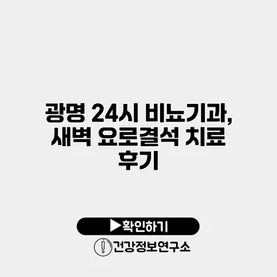 광명 24시 비뇨기과, 새벽 요로결석 치료 후기