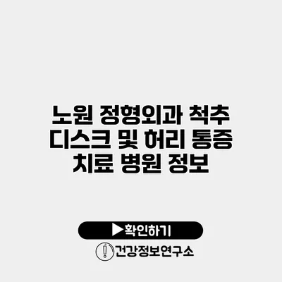 노원 정형외과 척추 디스크 및 허리 통증 치료 병원 정보