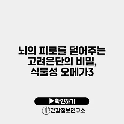 뇌의 피로를 덜어주는 고려은단의 비밀, 식물성 오메가3
