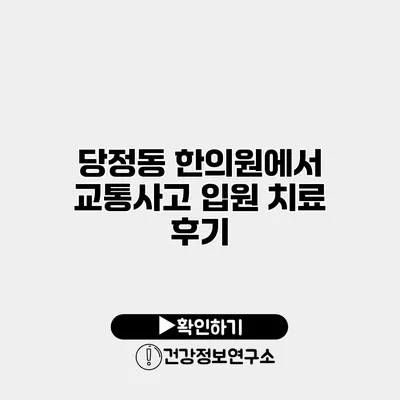 당정동 한의원에서 교통사고 입원 치료 후기