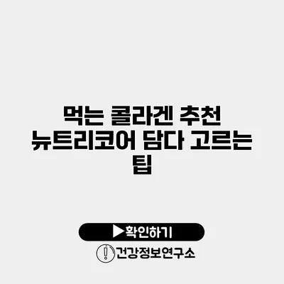 먹는 콜라겐 추천 뉴트리코어 담다 고르는 팁