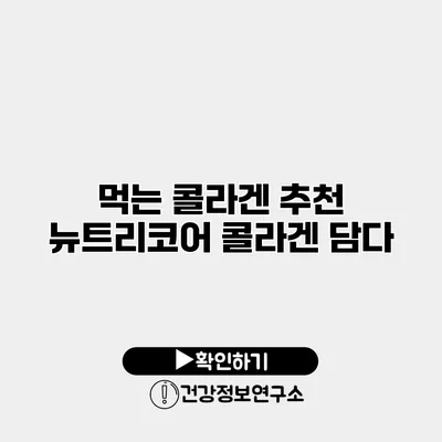먹는 콜라겐 추천 뉴트리코어 콜라겐 담다
