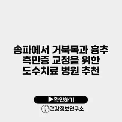 송파에서 거북목과 흉추 측만증 교정을 위한 도수치료 병원 추천