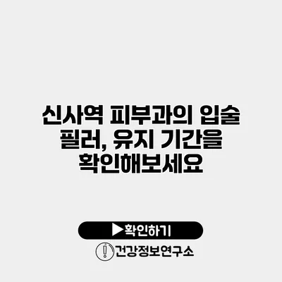 신사역 피부과의 입술 필러, 유지 기간을 확인해보세요