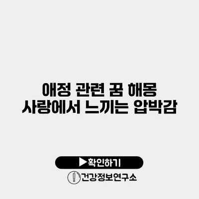 애정 관련 꿈 해몽 사랑에서 느끼는 압박감