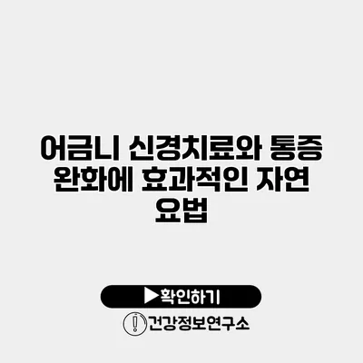 어금니 신경치료와 통증 완화에 효과적인 자연 요법