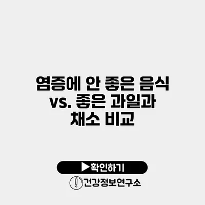 염증에 안 좋은 음식 vs. 좋은 과일과 채소 비교