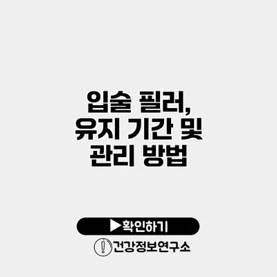 입술 필러, 유지 기간 및 관리 방법