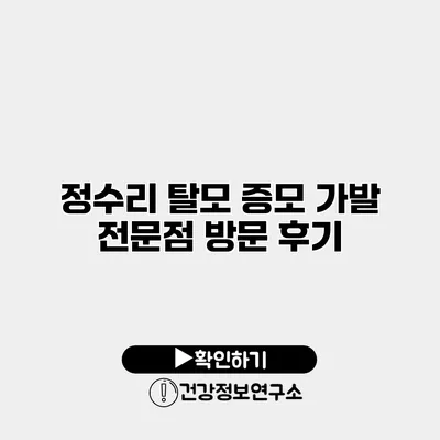 정수리 탈모 증모 가발 전문점 방문 후기