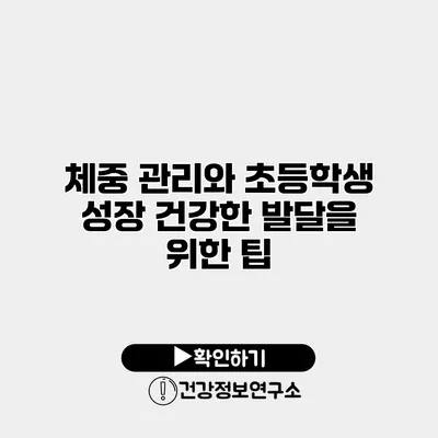 체중 관리와 초등학생 성장 건강한 발달을 위한 팁