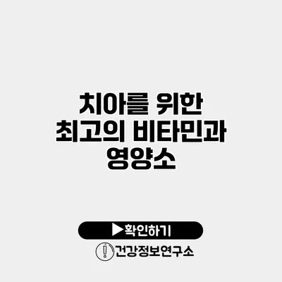 치아를 위한 최고의 비타민과 영양소