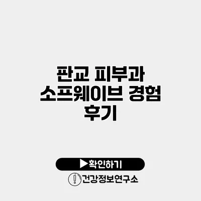 판교 피부과 소프웨이브 경험 후기