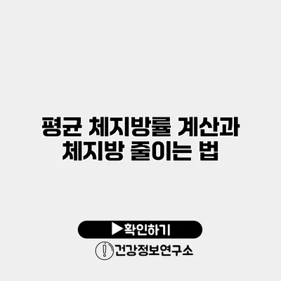 평균 체지방률 계산과 체지방 줄이는 법