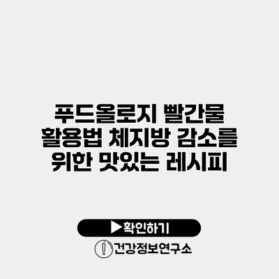 푸드올로지 빨간물 활용법 체지방 감소를 위한 맛있는 레시피
