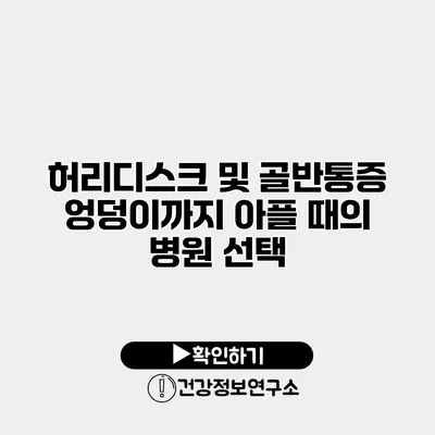 허리디스크 및 골반통증 엉덩이까지 아플 때의 병원 선택