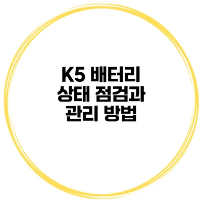 K5 배터리 상태 점검과 관리 방법